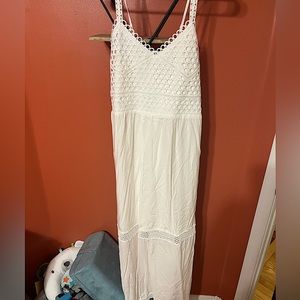 Full length white cotton dress